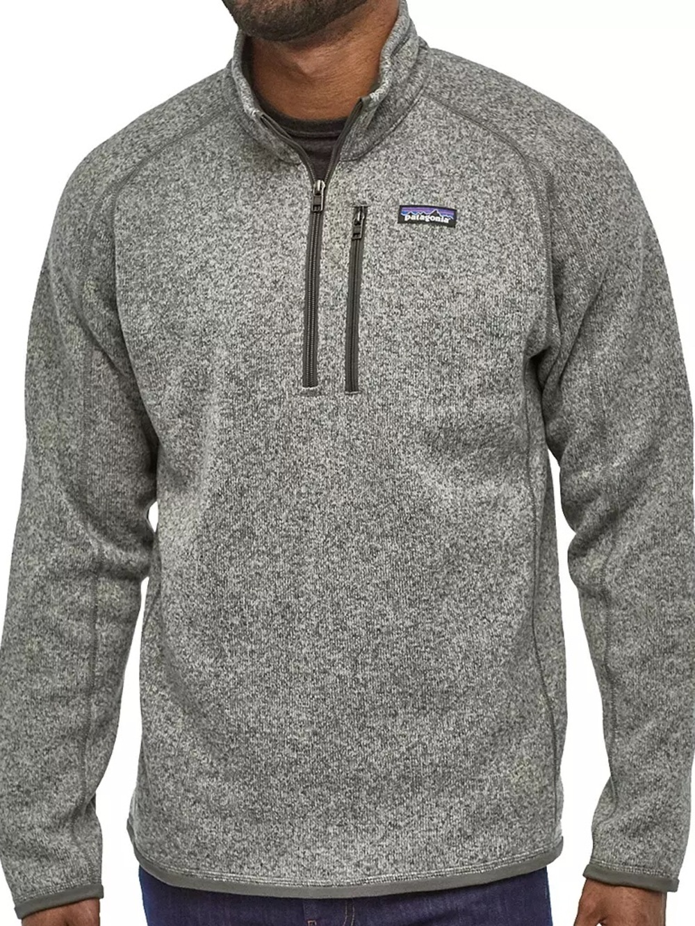 Patagonia Men's Better Sweater 1/4 Zip Pullover, gray, size medium, EY logo